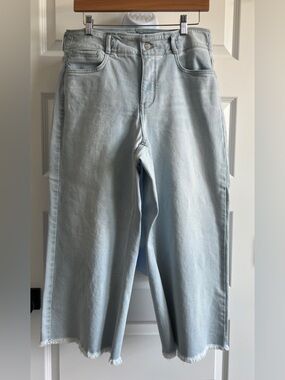 NYDJ Bridget Wide Leg High-Rise Ankle Crop Lift Tuck Technology Oceanfront Sz 10